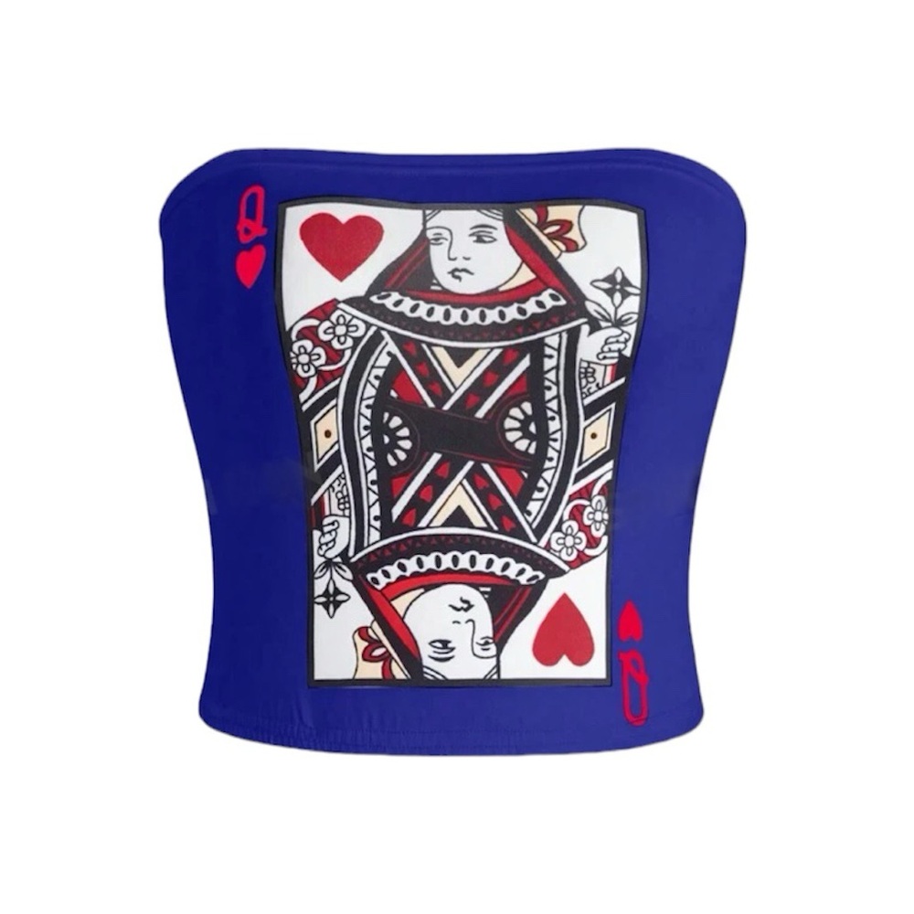 ICON Women's Slim Fit Strapless
Top With Poker Print